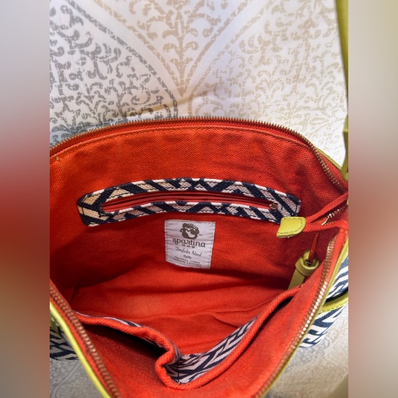 Spartina 449 Haig Point Simple Zip bag. Made of Linen and Leather EUC - Picture 6 of 14